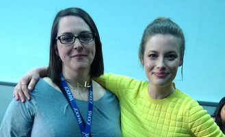 Photo of Emily with actor Gillian Jacobs when the latter visited Yahoo in Sunnyvale