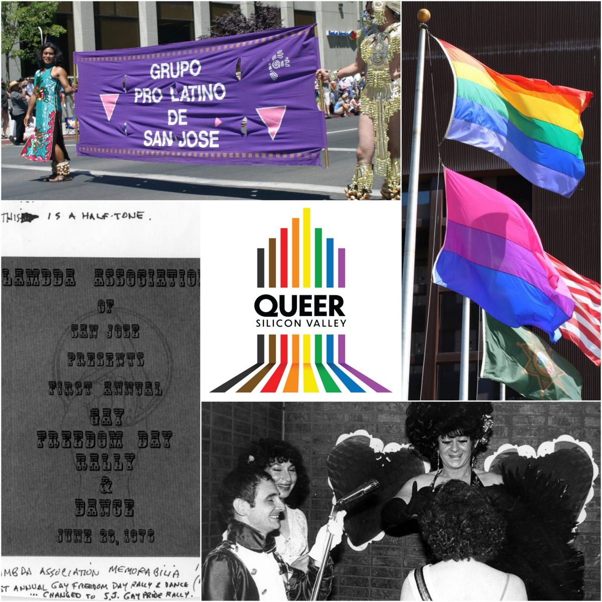 Queer Silicon Valley logo and selected photos